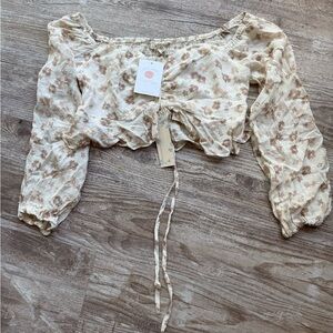 Endless Blu Floral Long Sleeve Crop Top~ Small